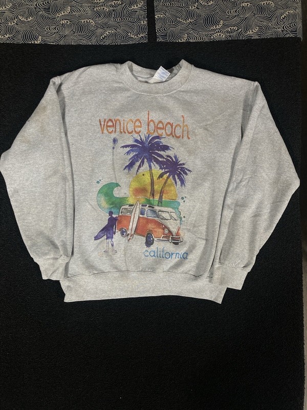 Venice Beach sweater Mens M gray Retro / vintage inspired aesthetic beachcore