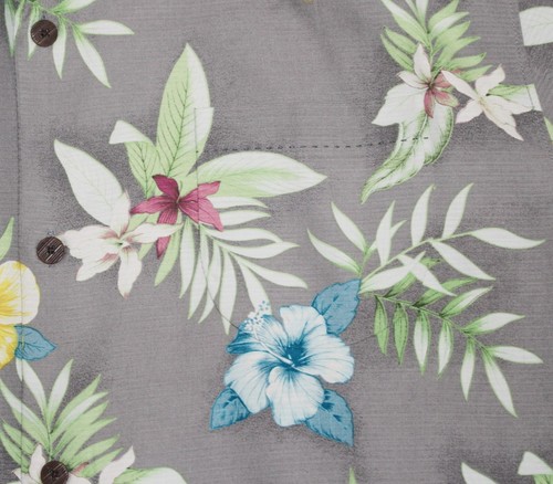 TOMMY BAHAMA Hawaiian Button SS Shirt Floral Men's XL X-LARGE Gray SILK Original - Picture 5 of 8