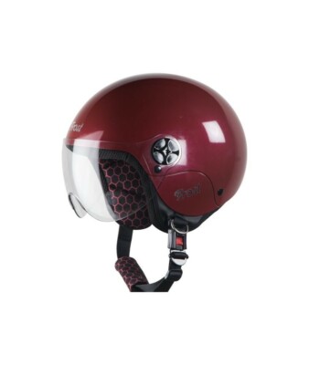 SBH-16 Pulse Glossy Maroon Open Face Plain Visor Helmet For M Size 580MM @US