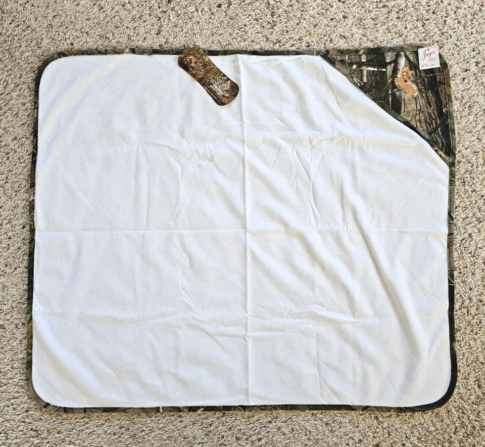 REALTREE Baby Blanket White APG Camo Edge Corner Fawn NEW NWT Jordan Lee Vintage - Image 2 of 4