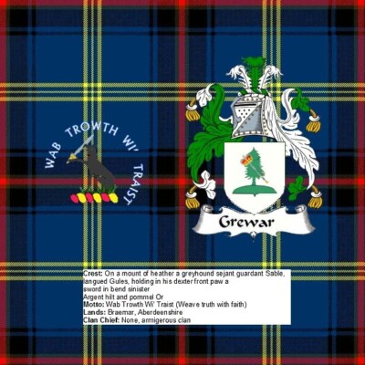 Scottish Clan Crest Grewar Rock Slate 14cm x 14cm Top Qualität Schiefer