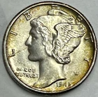 1945-P Mercury Dime Gem UNC Iridescent Champagne Tone on Obverse