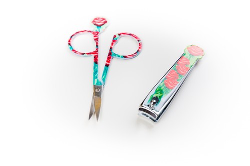 Kit Cura Unghie Forbici Tagliaunghie Pedicure Manicure 2 Pezzi Decorazione Rose - Foto 2 di 3