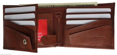 Billetera plegable de cuero Marshal para hombre hebilla segura con cremallera billetera para tarjeta de identificación - Imagen 3 de 9