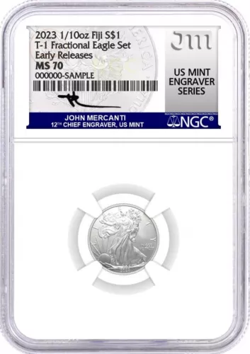 2023 Fiji 1/10 oz Type 1 Silver Eagle NGC MS70 Early Releases Mercanti Signature