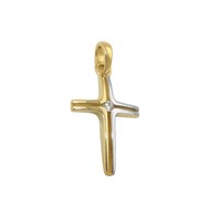 Zirkonia Kreuz AnhäNger Gold 333 Bicolor Kinder Taufe Kommunion Kette Silber Vg