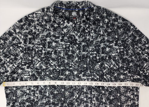 Rock & Republic Button-Down Short Sleeve Stretch Men's XXL Black and White AOP - Picture 5 of 7
