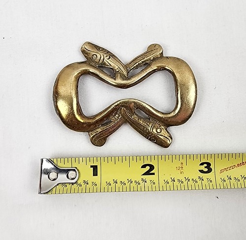 Coiled Snakes Serpents Brass Belt Buckle READ - Picture 3 of 4