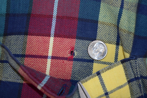 Vintage Plaid Flannel Shirt Lands' End Size XLT 90s Yellow Pop Cobain Grunge - Picture 10 of 11