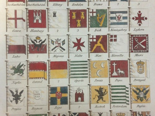 MARITIME FLAGS OF NATIONS 1769 by COOKE ANTIQUE ENGRAVED PLATE 18TH CENTURY - Picture 3 of 5