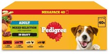 Pedigree Adult Dog Wet Food Pouch Mixed Selection in Gravy, 40x100g 4.04 per kilo