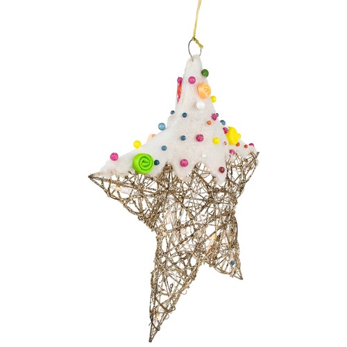 Northlight 19" Champagne Gold Glitter Rattan Candy Star Christmas Window Decor - Imagen 4 de 7