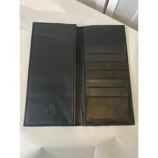 Mercedes-Benz Black Leather Checkbook Wallet Long Bifold Card Holder 9x4.5 Gift