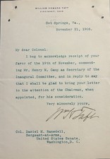 William H. Taft 1908 Typed Letter Signed as President-Elect - About Inauguration