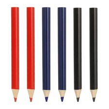 6 Pcs Wooden Colored Pencils Short Oil Based Color Pencils, Dark Blue/Red/Black