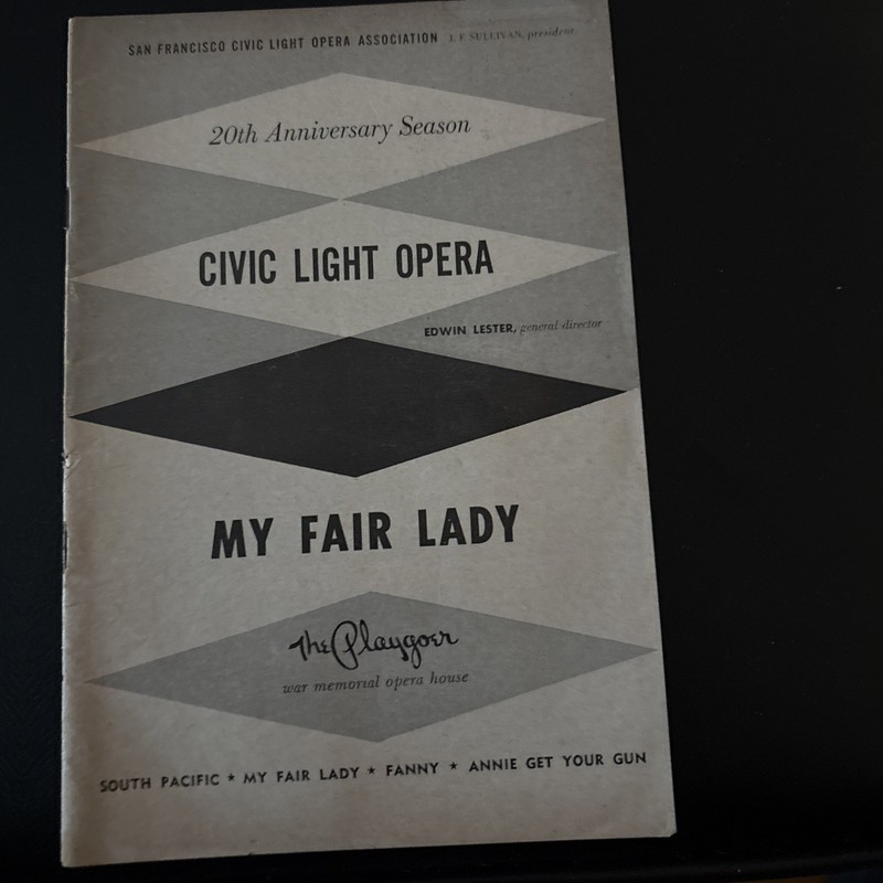1957 My Fair Lady Playgoer Program San Francisco Civic Light Opera