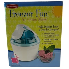 NEW Back to Basics Freezer Fun Ice Cream Maker Yogurt Sorbet Dessert Machine