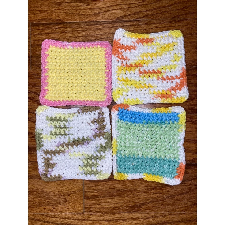 Juego de 4 paños faciales de ganchillo hechos a mano Foto 3 de 4