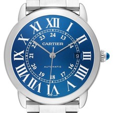 Cartier Ronde Solo XL Steel Blue Dial Mens Watch WSRN0023 Card