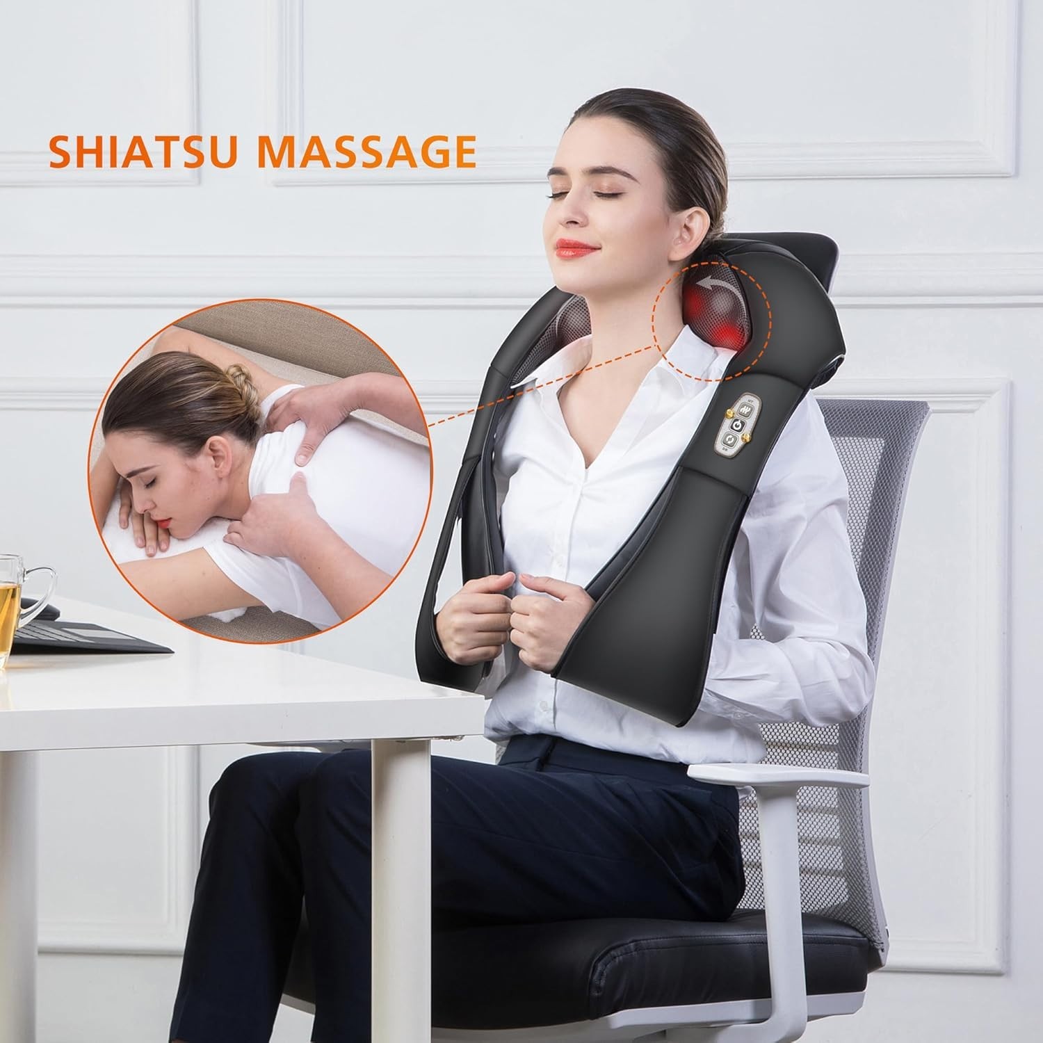 Snailax SL-632 Neck and Shoulder Shiatsu Massager with Heat - Christmas gift
