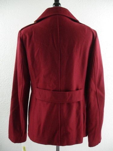 Women's 14 Kenneth Cole New York Garnet Red Double-Breasted Military Trench Coat - Picture 5 of 21