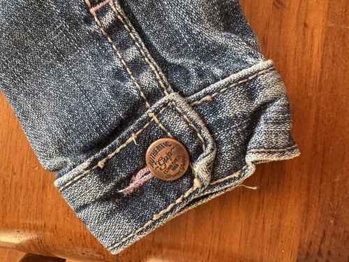 Baby GAP Jean Denim Embroidered Jacket 12-18 M Blue Heart Butterfly Love Peace - Picture 15 of 19