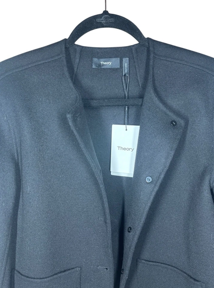 Theory Size 8 Pocket Crop Jacket Black Winsome Double Face Wool Blazer $595 - Image 3 of 4