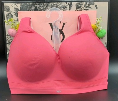 Victoria Secret VSX Incredible Max V Neck Racerback Sports Bra 34DDD Pink Island