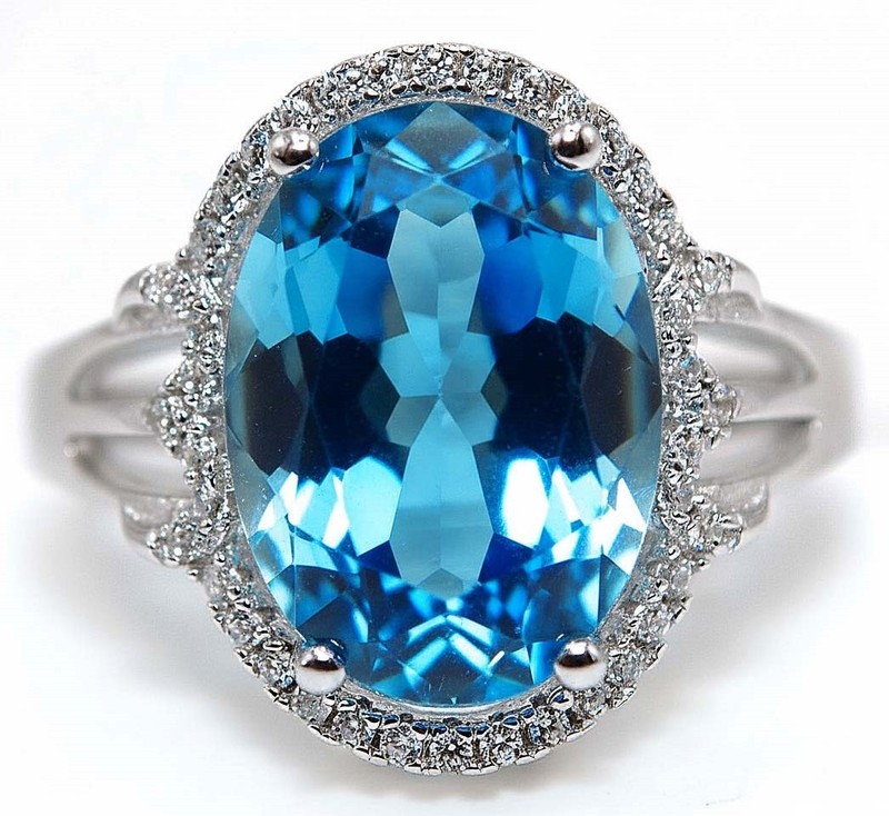 6CT Heat Treated Blue Topaz 925 Solid Sterling Silver Ring Jewelry Sz 7 