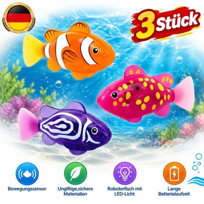 3 Stück Roboter Fisch Badewanne, Robo Fische für Kinder mit Leuchtende NEU