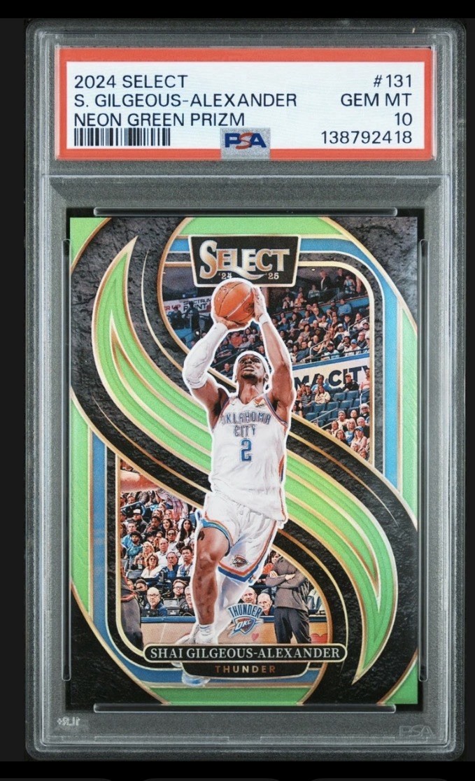 2024-25 Panini Select - Shai Gilgeous-Alexander #131 Neon Green Prizm /75 PSA 10