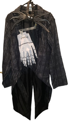 NIGHTMARE BE4 CHRISTMAS JACK SKELLINGTON DLX COSTUME JACKET W/ TAILS~GLOVES~TIE