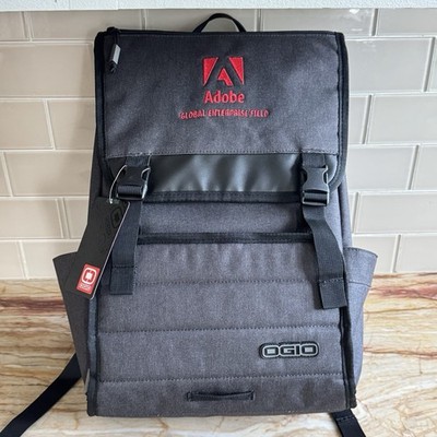 OGIO Apex Rucksack 17'' Laptop Gray Backpack Embroidered Red Adobe Logo NEW