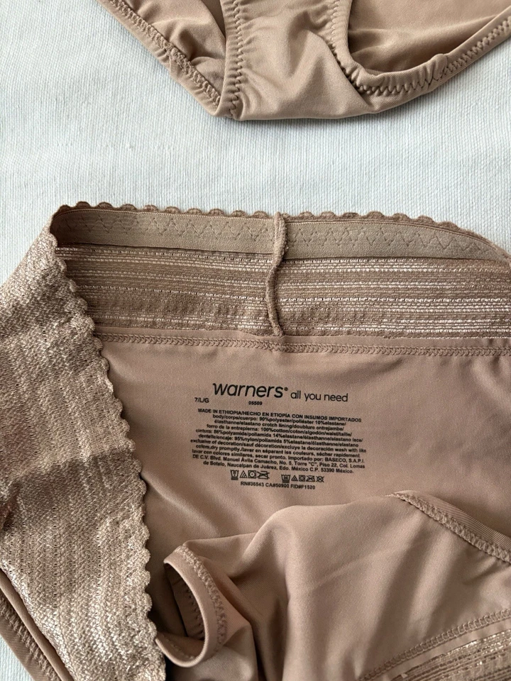 NUEVO Bikini de encaje Warners No Pinching No Problems WR5509 4 pares para mujer talla grande Foto 3 de 4