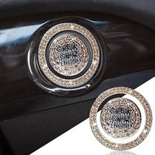 Crystal Car Engine Start Ring Sticker, Sparkling Rhinestone Push Color: Orange