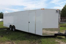 NEW 2025 8.5 X 28 10K V NOSE ENCLOSED RACE CARGO CAR HAULER TRAILER - LOADED !!