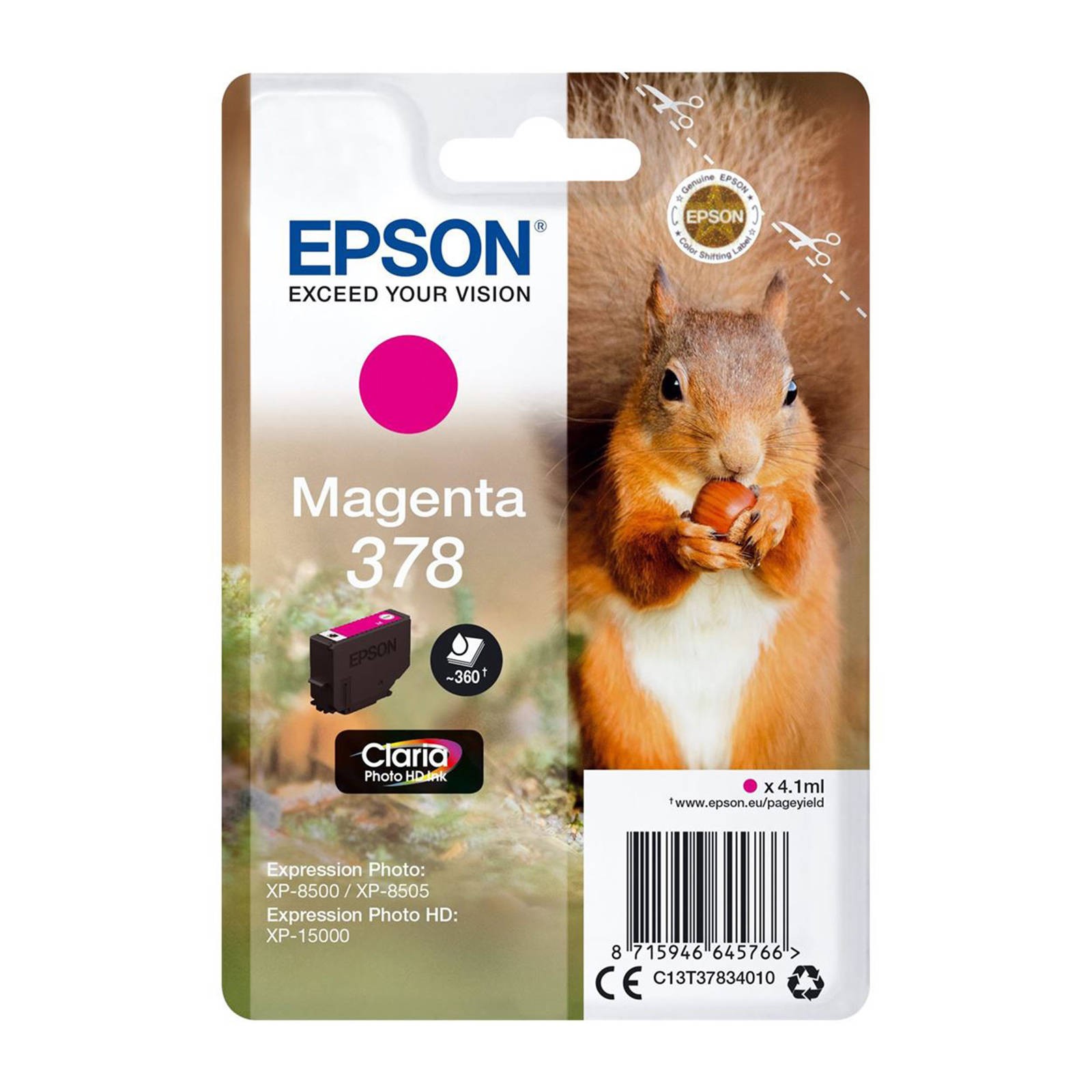 Epson Magenta C13t37834010/378 Ink Cartridge 360 Pages 4.1Ml For Epso - Image 6