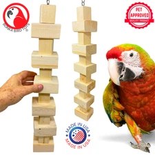 Bonka Bird Toys 1179 Long Big Bites Natural Wood Tower Huge Chew Parrot Cage Toy
