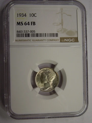 NGC MS 64 Full Bands 1934 Mercury Dime