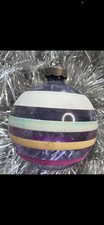 Vintage Purple Glass Christmas Ornament Shiny Brite Striped Unsilvered