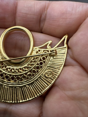 Large Precolumbian Jewelry Semicircle Nose Ring Pin Gold Plated Nickel Free NWT - Picture 7 of 8