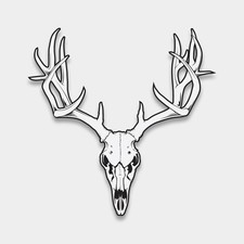 Whitetail Deer Skull Decal - Made In USA Deer Hunting Sticker