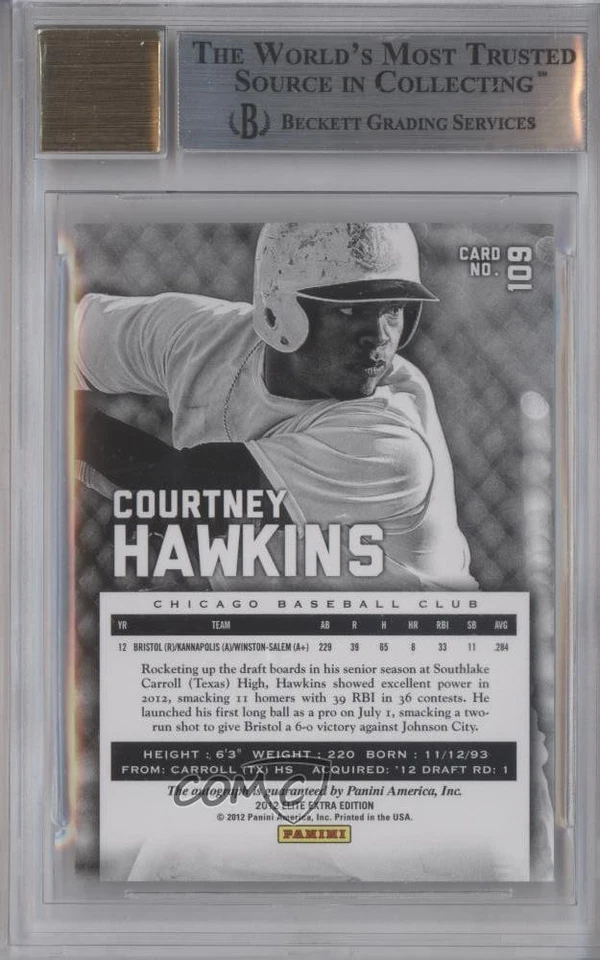 2012 Elite Extra Edition Prospects Red Ink Signatures /25 Courtney Hawkins Auto - Image 2 of 2