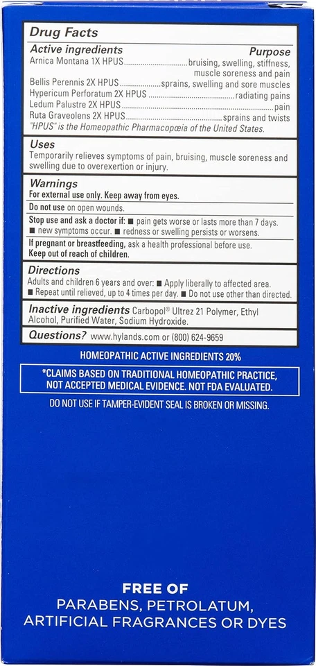 Hyland'S Terapia Muscular con Gel Alivio del Dolor Árnica, Crema Curativa de Moretones, Natural Foto 2 de 4
