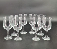 Glass Stemmed Cordial Flared Top Barware Glasses Water Goblets Set of 8 6.5" Vtg