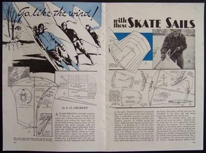Ice Skate Sail Skating 1938 How-to Build PLANS Bamboo