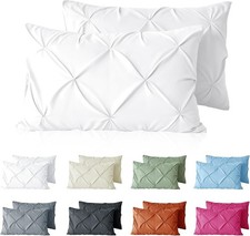 Pintuck Pillow Cases Standard Size Set of 2, White Pillow Shams Decorative