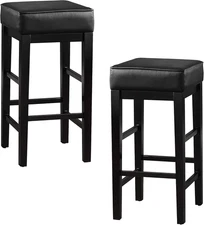 Bar Stools Set of 2, Bar Height Stools, Tall Barstools with Solid Wood Frame and