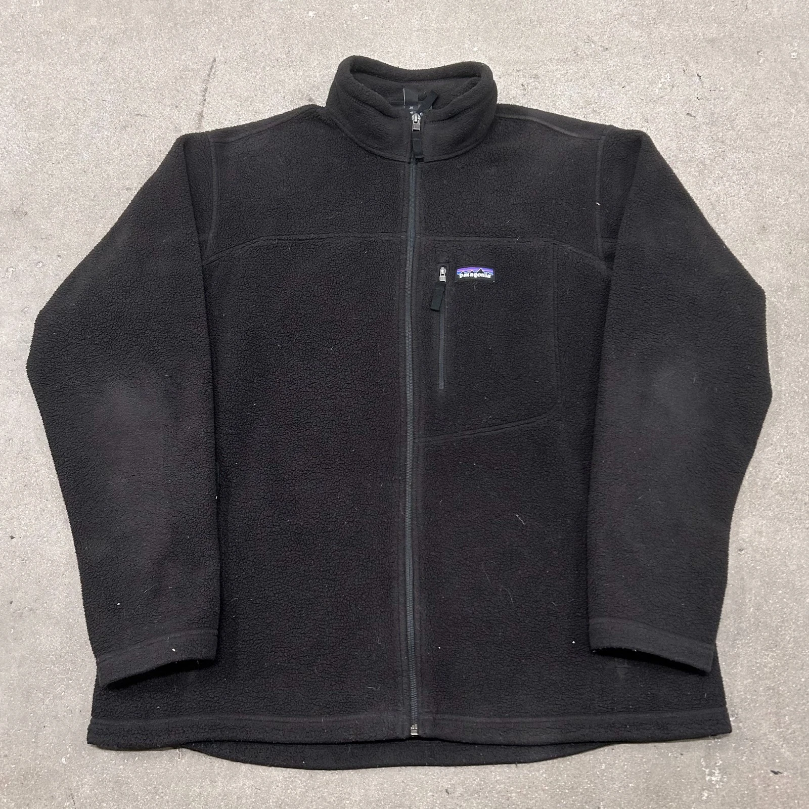 Patagonia Synchilla Fleece Jacket Mens XL Black Full Zip Mock Neck Winter Wear