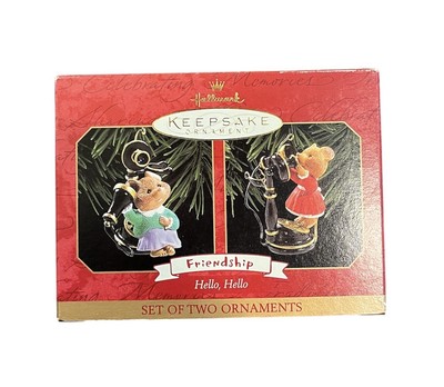 Hallmark Hello, Hello Friendship Set Of Two Ornaments Two Friends Talking Phone